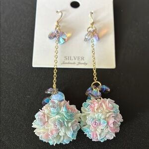 Fairycore Floral Dangle Earrings with Pastel Hues
